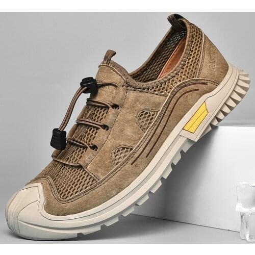 Mens Sandals Fashion Casual Shoes Beach Non slip Breathable Summer Hiking Mesh Outdoor Shoes Quick Dry Leather Sandals