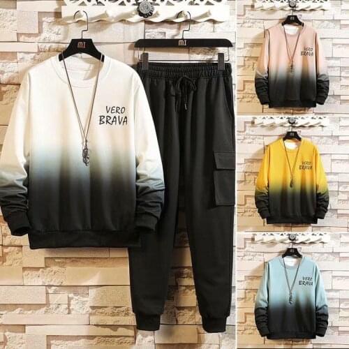 Patchwork Mens Sportswear Sets 2021 Spring Autumn Hoodies Casual Tracksuit Sweatshirt + Sweatpants Track Suit Streetwear Cloth