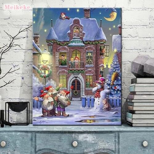 5D Christmas Cross Stitch Kit Diy Diamond Painting Landscape Full Square Home Decoration Crafts Set Art Embroidery Picture Gift