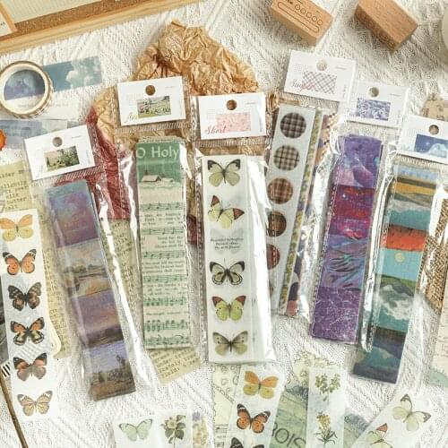 40 Pcs Vintage Leisure Time Washi Sticker Diy Decorative Diary Journal Scrapbooking Planner Label Stickers Aesthetic Stationery