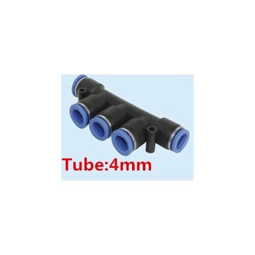 New 10pcs a lot one touch plastic tube 5 way pneumatic air quick fitting X type 4mm hose connector PW-4 five pipe joint