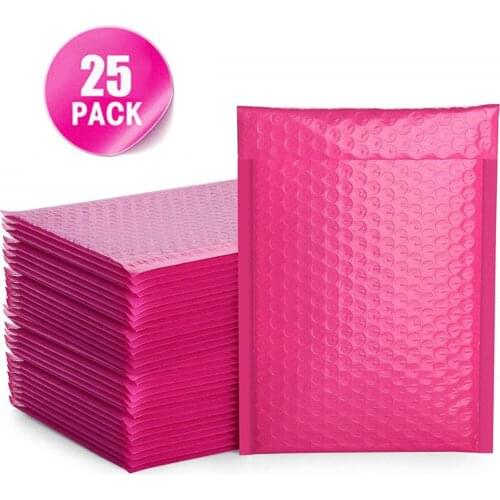 New Creative 25PC Waterproof Solid Bubble Mailers Padded Envelopes Lined Poly Mailer Self Seal Rose Red Housekeeping