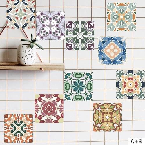 New Waterproof Mediterranean Painted Stickers Kitchen DIY Splicing Creative Decorative Tile Cross-border Wall Sticker