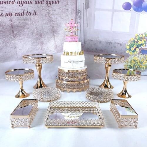 NEW Gold Electroplate Metal Cake Stand Set Display Wedding Birthday Party Dessert Cupcake Plate Rack
