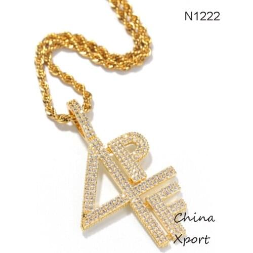 Hiphop 4PF letters and numbers necklaces vintage retro men women cool DJ rappers necklaces jewelry accessories popular 2021