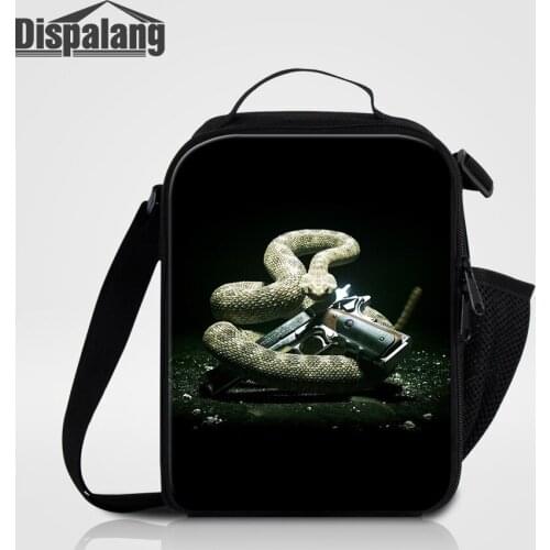 Portable Thermal Lunch Bags For Children Cool Snake Spider Animal Print Insulated Lunch Bag For Students Kids Meal Food Lunchbox