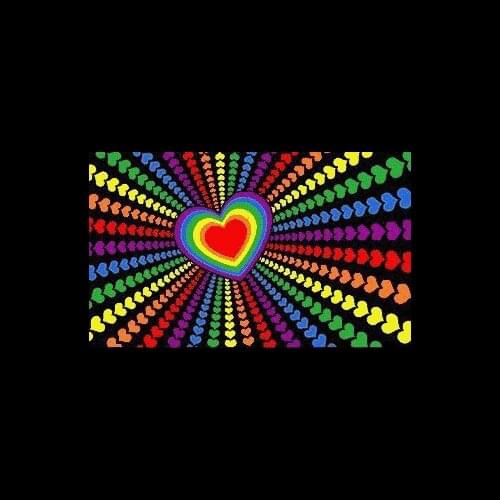 Jemony 90X150 Rainbow Love Heart flag