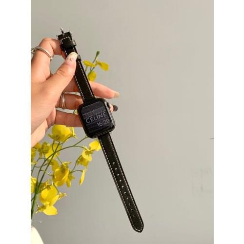 100% Genuine Leather Bracelet Belt Band for Apple Watch 42MM 38MM 44MM 40MM Slim Strap for iWatch 6 5 4 3 2 1 Wristband