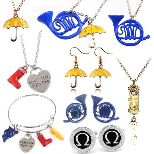 SG How I Met Your Mother Necklace Blue French Horn Yellow Umbrella With Link Chain Girl Necklaces
