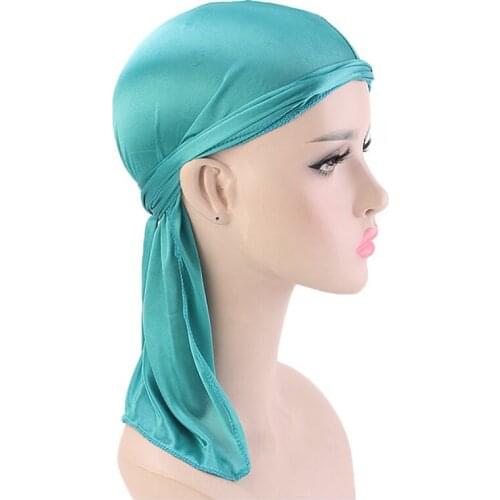 Silky Durag for Men Bandanas Black Women Doo Rag Cap Long Dew Rag Polyester Cheap Durag for Waves Headwear 2019 VERVAE