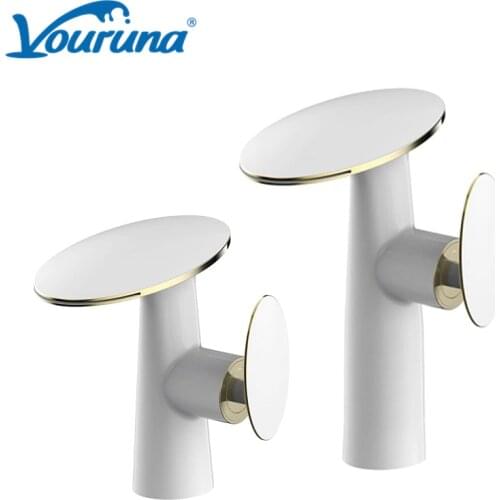 VOURUNA Mashroom Shape Waterfall Bathroom Faucet Wash Basin Mixer Tap White/Black/Chrome/Golden