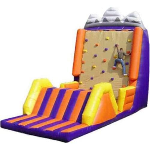 Outdoor sports games huge inflatable climbing wall with slide for kids