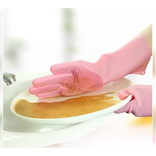 Thickened Heat Insulation Non-slip Cleaning Glue Stick Dishwashing Cleaning Silicone Gloves Kitchen Household Tool Gloves