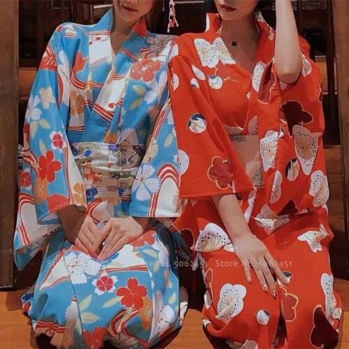 Japanese Traditional Kimono Harajuku Geta Clogs Haori Long Robes Yukata Ao Dai Dress Anime Cosplay Costumes Wooden Shoes Sandals