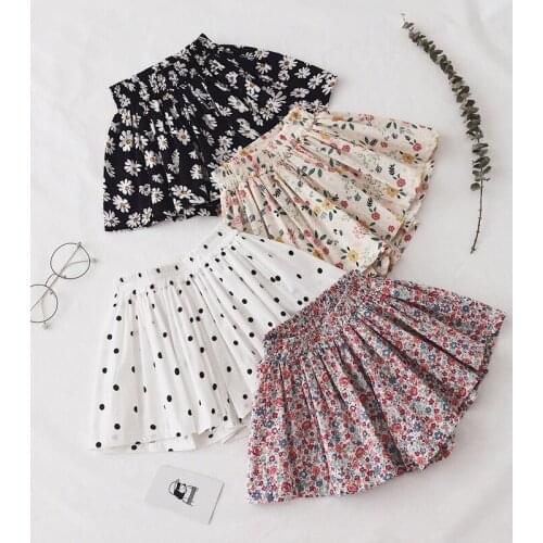 Girls TuTu Skirt Shorts Lovely Summer Foreign Style Thin Cotton Wide Leg Pants Baby Small Flower Daisy Kid Clothing