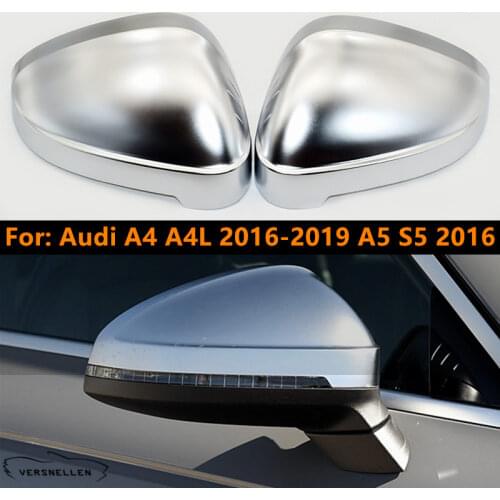 For Audi A4 A5 B9 2016 2017 2018 Mirror Covers S Line Silver Matte Chrome Side Wing Mirror Caps Housing Shell OEM Replacement
