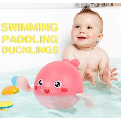 1pcs Baby Water Toys Bath Ducks Cartoon Animal Chain Clockwork Penguin Whale Swimming Pool Bathing Toys For Children Gift
