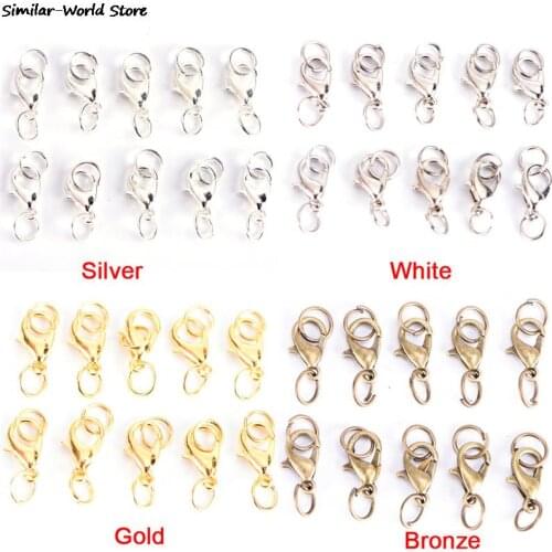 20Pcs Boho Style Lobster Claw Clasps Split Ring Jump Rings Making Hook Beads Crimp End Spring Necklace Snap Chains Connector Set