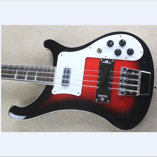4 strings Rickenback 4003 fireglo electric bass black & red finish 4 string Ricken 4003 bass Free Shipping