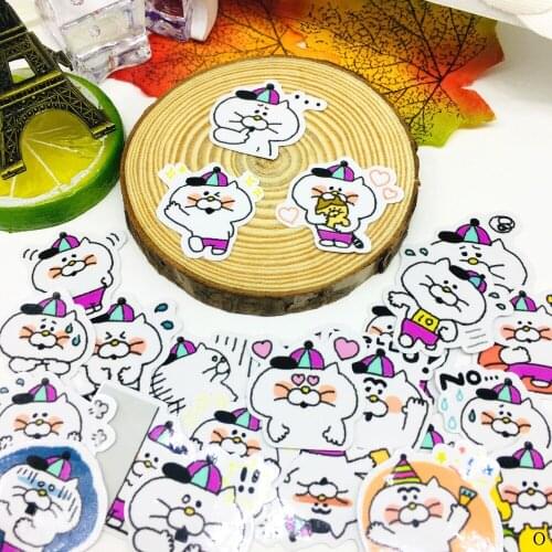 40 PCS Cute little white cat Sticker Anime Icon Stickers Gifts for Children to Laptop Suitcase Guitar Fridge Bicycle Car toy