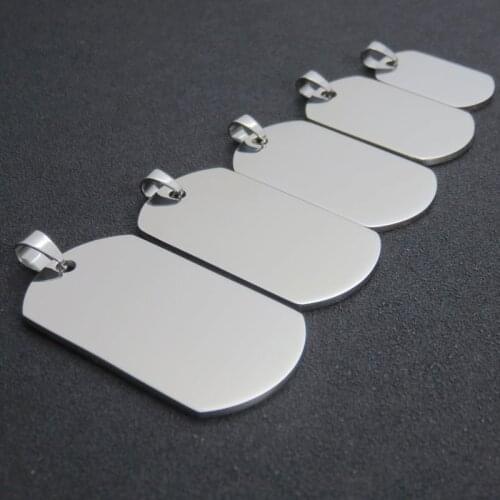 5Sizes for Choice Stainless Steel Blank Smooth Dog tags Pendant Necklace, Fashion Party Gift Jewelry