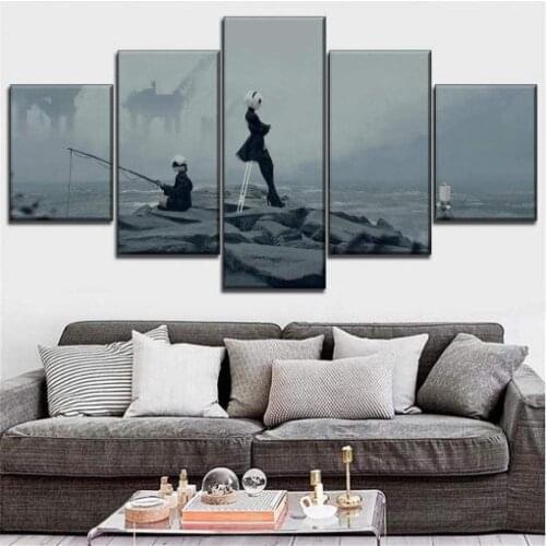 5 Piece Wall Art Canvas Game Posters Nier Automata Figure 2B Prints And Pictures Decoration Paintings For Bedroom The Wall