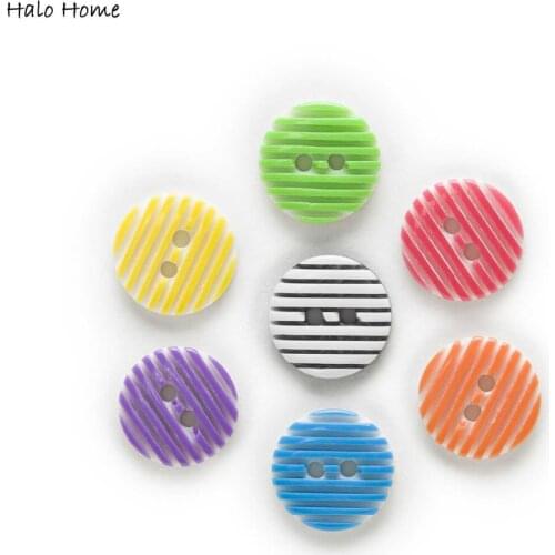 50pcs 2 Hole Round Stripe Resin Buttons Fabric Covered Sewing Scrapbooking Home Decor Clothing Card Making DIY 13mm