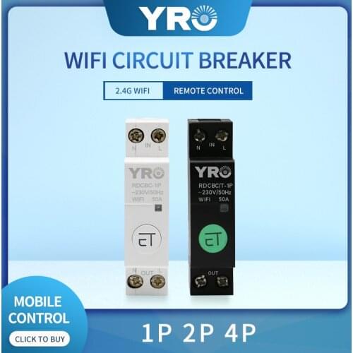 1P Din Rail WIFI Circuit Breaker Smart Timer Switch Relay Tuya Smart Life eWeLink APP Control Work With Alexa Google Home