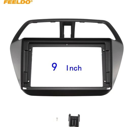 FEELDO Car 2Din Audio Face Plate Fascia Frame For Suzuki SX4 S-Cross 9" Big Screen Radio Stereo Panel Dash Mount Refitting Kit