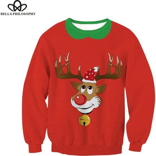 Bella Philosophy Autumn Winter Unisex Men Women Christmas Sweater Vacation Santa Elf Womens Men Sweaters Pullover Funny Tops