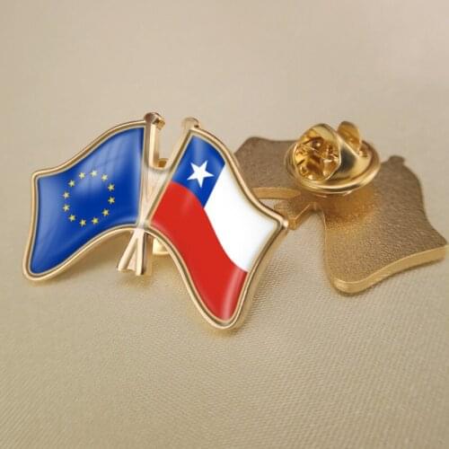 European Union and Chile Crossed Double Friendship Flags Lapel Pins