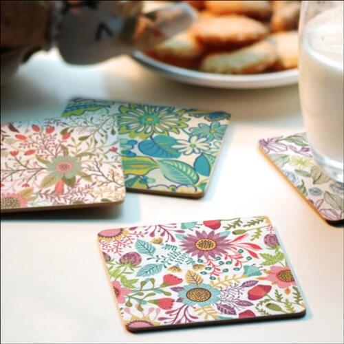 CFen As 1 pc High Quality Wood Coasters Cup drinks Holder Non-slip heat proof coffee drink Coasters Mat Pad hand painted
