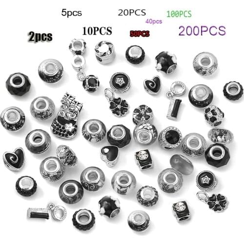 Black Charm Crystal Pendants Are Suitable For Brand Bracelets, Necklaces, Men, Women, Childrens Jewelry, Mixed Random Delivery