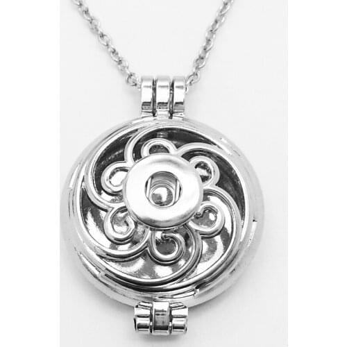 DIY Fashion Bohemia flower romatherapy photo frame Lockets Pendants snap button Necklace ( fit 12mm snaps ) NR7713