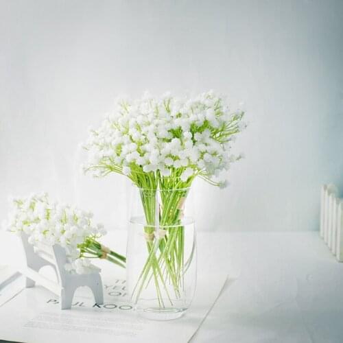 20cm Mini White Gypsophila Artificial Flowers Wedding DIY Bouquet Decor Arrangement Plastic Babies Breath Fake Flower Home Decor