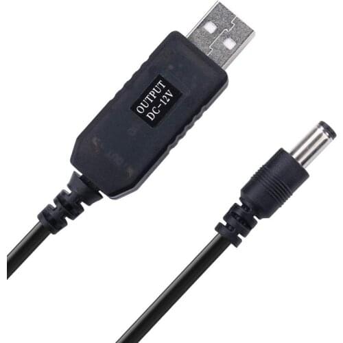 Power Supply USB Cable with DC Jack 5.5 x 2.5mm or 5.5 x 2.1mm, USB 5V to DC 12V Cable 3ft