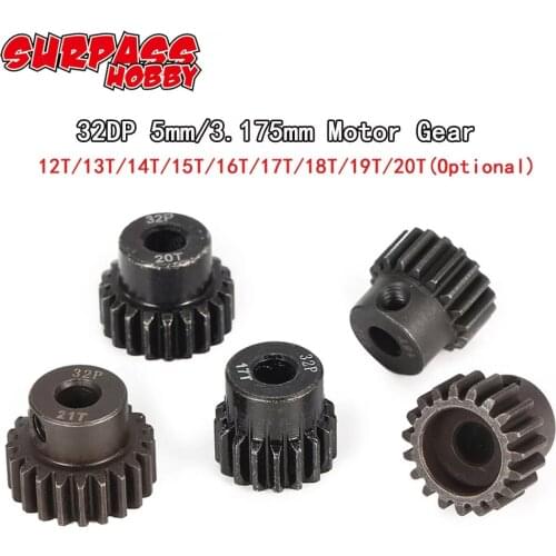 2Pcs 32DP 3.175mm/5.0mm 12T 13T 14T 15T 16T 17T 18T 19T 20T Pinion Motor Gear Set for Traxxas Redcat HSP Tamiya 1/10 1/12 RC Car