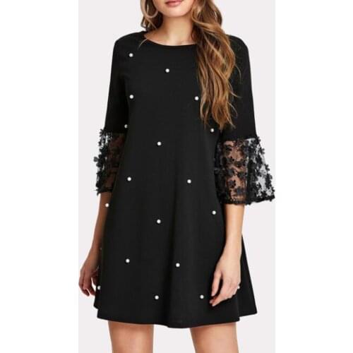 40# Lace Elegant Dresses Women Hollow Out Sexy Wave Solid Point Dress O-neck Spliced Long Sleeve Party Dress Готическое Платье