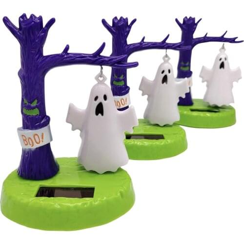 Solar Shaking Head Doll Solar Swinging Ghost Car Decoration Cartoon Car Doll Car Interior Jewelry Halloween Gift Dropshipping