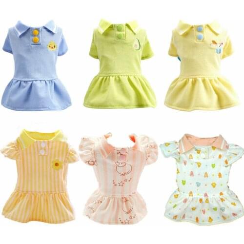 Sweet Lace Lape Collar Dress For Dogs Sunflower Polo Shirt For Small Dog Girl Princesses Skirt Pet Apparel Sundress Perro Gato