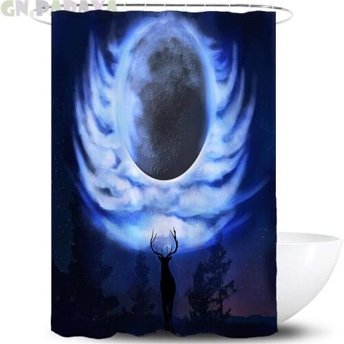 Moon night elf Psychedelic Bath Curtains Waterproof Polyester Fabric moon night Shower Curtains Screen with Hooks Accessories