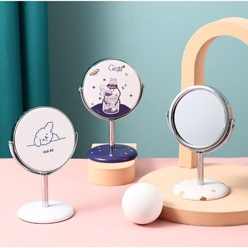 Cartoon rotating small mirror office dormitory girl students lovely portable cosmetic mirror small mirror standing mirror