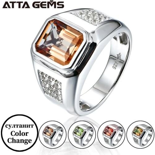 Zultanite султанит Solid Sterling Silver Rings for Men Wedding Engagement 5 Carats Created Zultanite Rings Diaspore Mens Ring