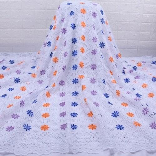 Newest Nigerian Swiss Voile Lace In Switzerland Holes African Swiss 100% Cotton Lace Fabric With Stones For Sewing Dress F1775