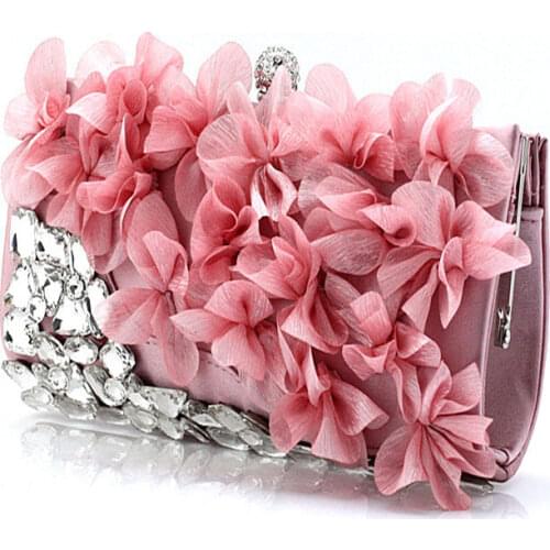 2021 NEW Hot Sale Women Evening Bag New Banquet 3D Flower crystal Purse,Messenger Bags Bolsas Fashion Elegent Satin Clutch WY55