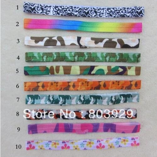 5/8" FOE Leopard Printed Ribbon Headband Elastic Flower Headband Skinny Elastic Headband