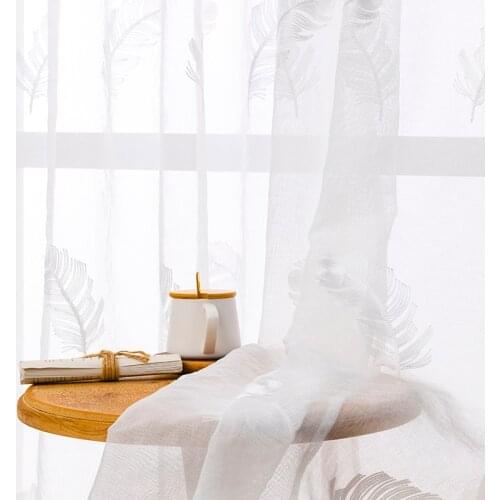 Tulle Curtains For Living Room Elegant Feather Kitchen Curtain For Bedroom Home Decorative Window Ready Made Curtain Customized