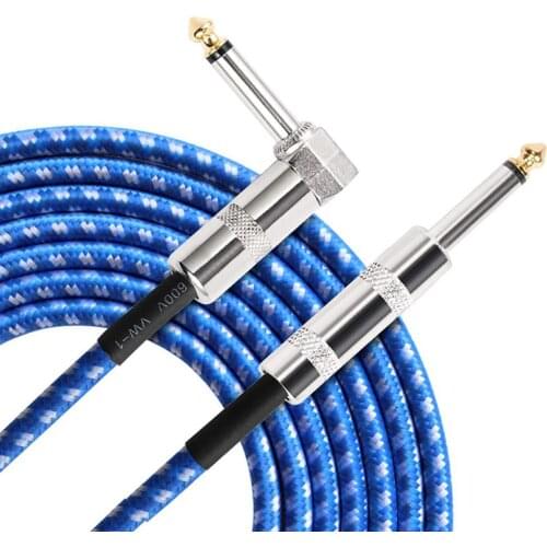 3M Instrument Cable 1/4" 6.35mm Plug Straight To Right Angle TS Male for Electric Bass Guitar FLGZB-24
