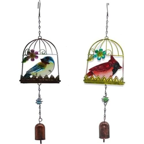European Style Bird Cage Small Bird Wind Chimes Iron Crafts Balcony Home Creative Pendant Windchimes Home Decor