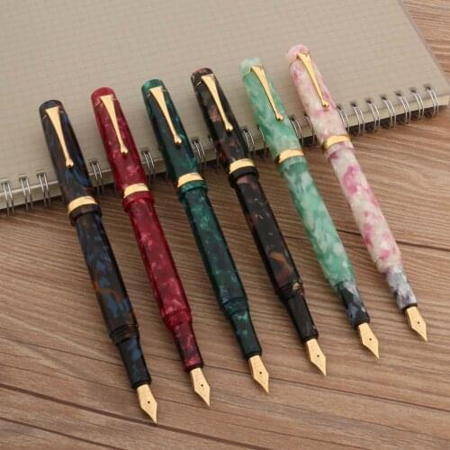 Luxury High Quality 196 Acrylic Color Fountain Pen Green pink agate spin golden Student Stationery Office Supplies